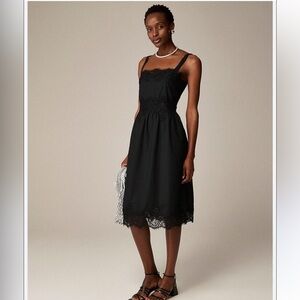 J.Crew Scotty Lace Inset Dress in Black Cotton Poplin - XXS